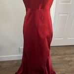 Sachin + Babi Berry Red Satin Ruffle Strapless Gown Size 10 Photo 0