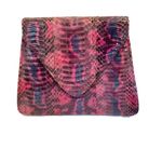 VINTAGE 1980'S PINK & BLUE EEL SKIN BAG Photo 3