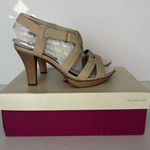 Naturalizer  Sandals Dade Taupe Strappy Heels Neutral Vacation‎ Party Size 8 Wide Photo 0