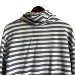 LZC Sportswear Women Sweatshirt M Gray Striped Tunic Funnel Neck Coastal Preppy Size M Photo 4