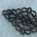 Dark Antique Silver Color Filagree Metal Jewelry Pin Brooch Diamond Shape Photo 3