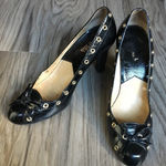 Michael Michael Kors Studded 4” Heels Black Patent Leather Pumps Tie Fro… Size 7 Photo 0