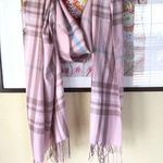 NEW Dusty Rose Silk Pashmina Scarf Wrap Shawl Checked Fringe Pink Photo 0