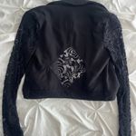 Black Cropped Jacket with Lace Sleeves Size XS Photo 1