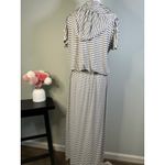 NY & Company Striped Hooded Maxi Dress with Drawstring V Photo 2