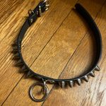 Spike Leather Collar Choker Black Photo 0