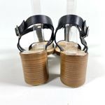 Salvatore Ferragamo  Black Leather Peria T-Strap City Sandals Block Heel size 7 Photo 5