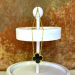 Reversible Clover Pendant Necklace Gold Tone 925 Stamped Clasp 18 Inch Black Photo 0