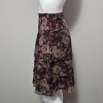 American Living Burgundy Chiffon Floral Ruffle Tiered Skirt Size 8 Preppy Photo 2