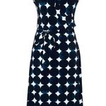 Leota Women's Polka Dot Ruffled V-Neck Belted Sleeveless Midi Dress L Occasion Photo 0