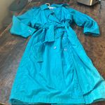 Vintage nylon long Blue rain Trench Coat size 10 Photo 0