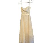 BCBG Maxazria cream tiered tile tule maxi wedding gown special occasion formal Photo 5