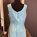Womens Blue Chiffon Formal Dress Floral Lace Detail Matching Jacket Size 14 NWOT Photo 6