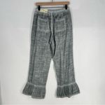 Soft Surroundings Petite Raleigh Gray Gauze Cotton Wide Leg Flounce Hem Pants M Photo 9