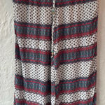 American Eagle NWT  wide leg boho red print pants, elastic waist, pockets; size S Photo 0