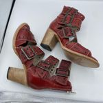 FREEBIRD by Steven Freebird Blake Red Leather Heeled Sandals Size 9 boho Western bohemian distress Photo 7