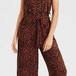 American Eagle Brown Leopard Print Wide Leg Cropped Jumpsuit Sz.M NWT Photo 0