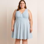 Hutch Anthropologie baby blue and white Bowtie Dress, women plus size 1X Photo 0