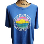 Life is Good Life‎ is Good Graphic T-Shirt Ocean Is Magic  Cropped Tee Blue Size Photo 0