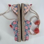 Toms  Womens Lace-Up Katalina Chambray Espadrilles Flat Shoes Blue Pink Size 8.5W Photo 6