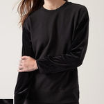 Athleta  Retroplush‎ Velvet Crewneck Sweatshirt Black Size M Photo 0