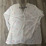 Xhilaration White Sheer Cover-Up with Pink Flamingo Print Photo 1