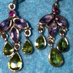 NICKY BUTLER 925 Rare pierced chandelier earrings amethyst peridot signed NB Green Photo 5