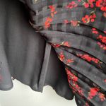 Hobbs London Hobbs Black & Red floral Knife Pleated Midi Skirt Elastic Waist - UK 12/ US 8 Photo 2