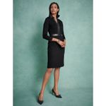 Talbots Dress Size 12 Faux Leather Trim Stretch Sheath Business Office Work Photo 2