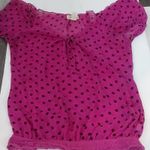 belle du jour  Sheer Tie Front Blouse Pink/Black S Dopamine Balletcore Coquette Photo 0