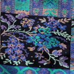 Vintage Pastel Patchwork Floral Blouse XL Cobalt Blue Rayon Top New Eclectic Purple Photo 6