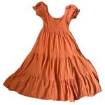 O.P.T. Gauzy Cotton Lanna Puff Sleeve Smocked Midi Dress Orange Size Small Photo 12
