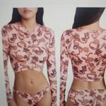 ALC Frank A.L.C. Ansel Rash Guard Top Pink Floral Long Sleeve Size L Photo 1