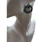Vintage Acrylic Hoop Women’s Earrings with Blend of Green Dangle Round Sz 1.5” Blue Photo 0