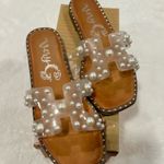 Very G  Pearl Embellished Brown Sandals Photo 0