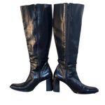 Donald Pliner Vintage‎  Y2K Black Leather Tall Boots Block Heel 7.5 Photo 6