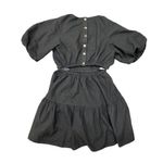 Madewell Seersucker Puff-Sleeve Cutout Mini Dress in Black size Medium Photo 6