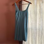 Aritzia Wilfed Free Orbit Mini Dress Ruched Sea Green Blue Sleeveless Stretch M Photo 3