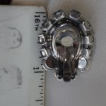 Vintage Julianna D&E Floral Pressed Glass Clip On Earrings Blue Glitz Statement Photo 10