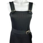 Topshop Anita Black Ribbed Belted Wide Leg Square Neck Sleeveless Jumpsuit Sz 4 Photo 5