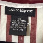 Cotton Express  womens size 1X long sleeve striped sheer maroon ivory blouse NWT Photo 3