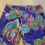 Soft Surroundings  Leggings Purple Lime Green Tropical Floral Size SMALL Photo 3