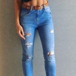 ZARA TRAFALUC DENIM STRETCH SKINNY DISTRESSED FRAY FRINGE BLUE ACID WASH JEANS 6 Photo 3