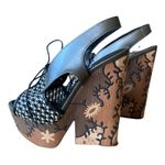 Sergio Rossi Atlantiques Platform Sandals Ankle Strap Block Weaved Brown EU 39 Photo 4