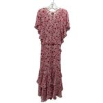 MISA Los Angeles Misa Katarina Floral Printed Flutter Sleeve Ruffle Asymmetric Maxi Dress Red XS Photo 8