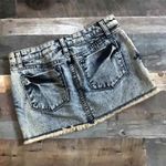 Bebe Jeans frayed edge mini denim Jean skirt Women’s Size 26 Photo 2