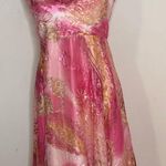 Victor Costa Y2K Pink and Yellow Paisley Silk Party Dress 12 Photo 0