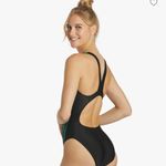 One Piece Sporti Piped Splice Wide Strap  Swimsuit Photo 2