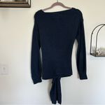 Brochu Walker Navy Blue Teddy Long Sleeve Crew Neck Tie Waist Sweater Blouse Med Photo 1