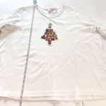 Quacker Factory White‎ Embroidered Rhinestone Christmas Tree Knit Top Size 2X White Photo 7